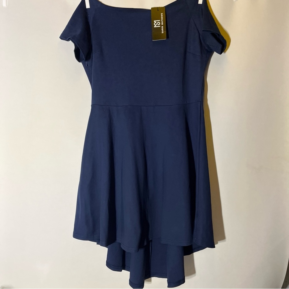 Sarin Matthew’s Blue Off-Shoulder High Low Dress, gorgeous flowing!